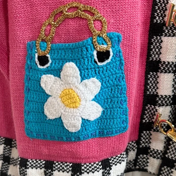 Berek2 Pink Cardigan with Checkered Trim - Picture 10 of 13